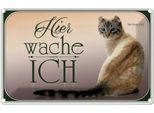 Vianmo Insegna Di Latta 20X30 Cm Katze American Curl Hier Wache Ich