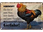 Vianmo Insegna Di Latta 12X18 Cm Huhn Vorsicht Das Mein Haus