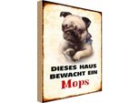 Vianmo Insegna In Legno 30X20 Cm Hund Dieses Haus Bewacht Ein Mops