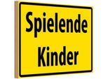 Vianmo Insegna In Legno 12X18 Cm Spielende Kinder