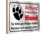 Vianmo Insegna In Legno 12X18 Cm Achtung Freilaufender Hund Gefahr