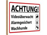 Vianmo Insegna In Legno 20X30 Cm Achtung VideoüBerwacht Alarm