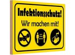 Vianmo Insegna In Legno 12X18 Cm Infektionsschutz Wir Machen Mit