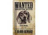 Vianmo Insegna Di Latta 30X20 Cm Hund Wanted Dead Dackel Alias