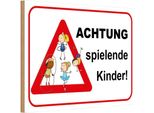 Vianmo Insegna In Legno 20X30 Cm Achtung Spielende Kinder