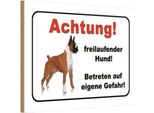 Vianmo Insegna In Legno 12X18 Cm Achtung Freilaufender Hund