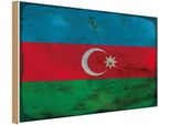 Vianmo Insegna In Legno 12X18 Cm Bandiera Aserbaidschan Azerbaijan Rost