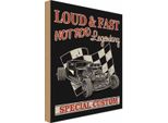 Vianmo Insegna In Legno 18X12 Cm Auto Loud & Fast Hot Rod Legendary