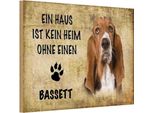 Vianmo Insegna In Legno 20X30 Cm Bassett Hund Ohne Kein Heim