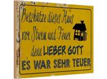 Vianmo Insegna In Legno 12X18 Cm BeschüTze Haus Vor Sturm Feuer
