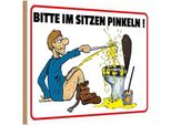 Vianmo Insegna In Legno 12X18 Cm Bitte Sitzen Pinkeln Mann Auf Boden