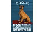 Vianmo Insegna In Legno 18X12 Cm Boxer Hund Watchful Playful
