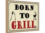 Vianmo Insegna In Legno 12X18 Cm Born To Grill Grillen