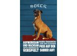 Vianmo Insegna In Legno 18X12 Cm Boxer Hund Aufmerksam Wachsam