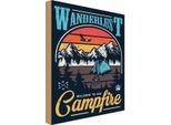 Vianmo Insegna In Legno 18X12 Cm Camping Wanderlus Campfire Outdoor