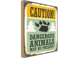 Vianmo Insegna In Legno 30X20 Cm Caution Dangerous Animals