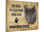 Vianmo Insegna In Legno 12X18 Cm Chartreux Katze