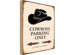 Vianmo Insegna In Legno 30X20 Cm Cowboys Parking Only