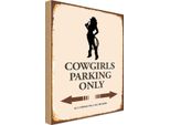 Vianmo Insegna In Legno 30X20 Cm Cowgirls Parking Only