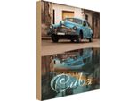 Vianmo Insegna In Legno 18X12 Cm Cuba Blue Auto