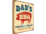 Vianmo Insegna In Legno 30X20 Cm Dad`S World Famous Bbq Grillin
