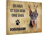 Vianmo Insegna In Legno 20X30 Cm Doberman Hund Ohne Kein Heim