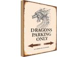 Vianmo Insegna In Legno 30X20 Cm Dragons Parking Only