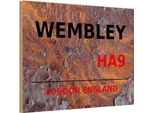 Vianmo Insegna In Legno 12X18 Cm England Wembley HA9 Rust