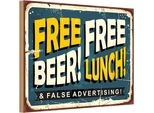 Vianmo Insegna In Legno 12X18 Cm Free Beer Lunch Alkohol