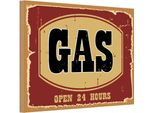 Vianmo Insegna In Legno 20X30 Cm Gas Open 24 Hours