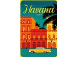 Vianmo Insegna In Legno 18X12 Cm Havana Cuba Zeichnung Gelbes Auto