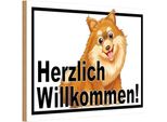 Vianmo Insegna In Legno 12X18 Cm Herzlich Willkommen Hunde