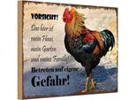 Vianmo Insegna In Legno 12X18 Cm Huhn Vorsicht Das Mein Haus