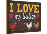 Vianmo Insegna In Legno 20X30 Cm HüHner I Love My Ladies