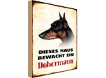 Vianmo Insegna In Legno 18X12 Cm Hund Dieses Haus Bewacht Ein Dobermann