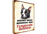 Vianmo Insegna In Legno 30X20 Cm Hund Haus Bewacht FranzöSisch Bulldogge