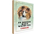 Vianmo Insegna In Legno 18X12 Cm Hund In Diesem Haus Wacht Ein Collie