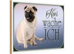 Vianmo Insegna In Legno 20X30 Cm Hund Mops Hier Wache Ich