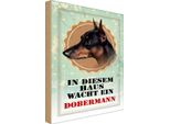 Vianmo Insegna In Legno 18X12 Cm Hund In Diesem Haus Wacht Ein Doberman