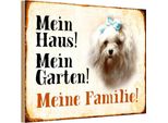Vianmo Insegna In Legno 12X18 Cm Hund Malteser Mein Haus Garten Familie