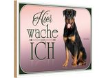 Vianmo Insegna In Legno 20X30 Cm Hund Rottweiler Hier Wache Ich