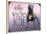 Vianmo Insegna In Legno 12X18 Cm Hund Pit Bull Terrier Hier Wache Ich