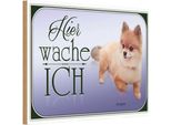 Vianmo Insegna In Legno 20X30 Cm Hund Zwergspitz Hier Wache Ich