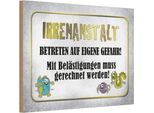 Vianmo Insegna In Legno 20X30 Cm Irrenanstalt Betreten Gefahr