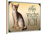 Vianmo Insegna In Legno 20X30 Cm Katze Abessinier Katze Hier Wache Ich