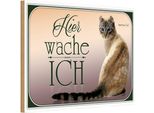 Vianmo Insegna In Legno 12X18 Cm Katze American Curl Hier Wache Ich