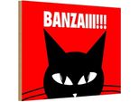 Vianmo Insegna In Legno 12X18 Cm Katze Banzaiii!!!