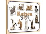 Vianmo Insegna In Legno 12X18 Cm Katze Katzen Yoga