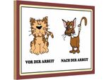 Vianmo Insegna In Legno 20X30 Cm Katze Vor Arbeit Nach Der Arbeit Lustig