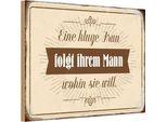 Vianmo Insegna In Legno 12X18 Cm Kluge Frau Folgt Ihrem Mann